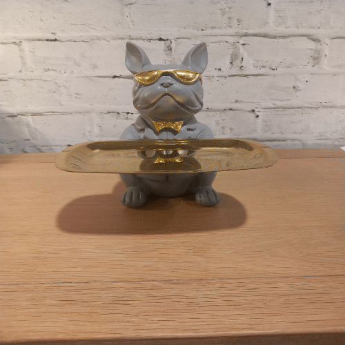 Grey Bulldog With Tray