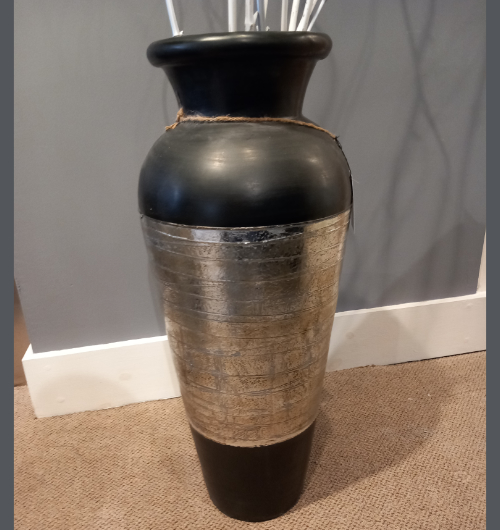 Small Black And Silver Pot