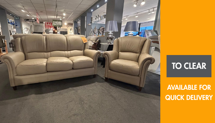 Italian Leather 3 Seater Sofa With Chair